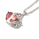 Resin Heart Pendant Necklace with Singapore Chains NJEW-C003-01C-1