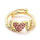 Rack Plating Brass Micro Pave Camellia Cubic Zirconia Rings RJEW-E064-12G-2