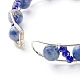 Manschettenarmband aus natürlichen Jaspisperlen mit blauem Fleck BJEW-TA00023-04-5