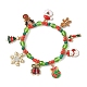 Рождественские браслеты с подвесками из сплава и эмали BJEW-B155-01B-KCG-1
