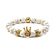 Pierre de lave naturelle galvanisée et perles de howlite synthétiques ensemble de bracelets extensibles pour fille femmes BJEW-JB06924-3