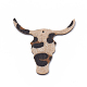 イミテーションレザービッグペンダント  フェイクファー付き  牛の頭  小麦  52x52x2mm  穴：2mm FIND-N001-14C-2