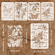 Fingerinspire 4 個フランス郵便ステンシル 8.3x11.7 インチ再利用可能な蝶トンボミツバチスタンプ絵画テンプレートヴィンテージレース音符鳥かごステンシル木材の絵画用  壁 DIY-WH0394-0047-2