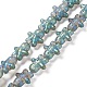 Perles de verre galvanoplastiques plaquées arc-en-ciel GLAA-P005-FR04-1