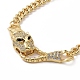 Cubic Zirconia Leopard Link Bracelet Brass Curb Chains for Women BJEW-G664-01G-04-2