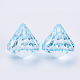 透明なアクリルパーツ  多面カット  ダイヤモンド  ライトシアン  15x15mm  穴：2mm  約370個/500g TACR-Q260-C-V38-3