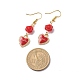 3 paio di 3 ciondoli smaltati in lega rossa stile e orecchini pendenti con perline rosa EJEW-JE05031-03-3
