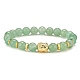 Bracelets extensibles en perles d'aventurine verte naturelle et tête de bouddha en alliage BJEW-JB09420-04-1