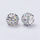 Silver Color Plated Alloy Grade A Rhinestone European Beads CPDL-J024-02S-2