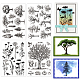 GLOBLELAND 4 Sheets Plants Tree Clear Stamps for Card Making Flower Silhouette Silicone Clear Stamp Seals Transparent Stamps for DIY Scrapbooking Journals Decorative Photo Album DIY-GL0004-49A-1