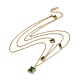 Green Glass Rectangle Charms Double Layer Necklace NJEW-C036-03G-2