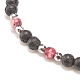 Эластичный браслет из бисера из натуральных и синтетических смешанных драгоценных камней с прозрачным кубическим цирконием для женщин BJEW-JB08247-01-6