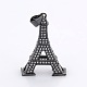 Eiffel micro en laiton tour ouvrent pendentifs de zircons ZIRC-P008-25-NR-2