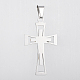 304ステンレス鋼ペンダント  大穴ペンダント  イースターのために  十字架クロス  ゴールデン·ステンレス鋼色  54x30.5x6mm  穴：6x11mm STAS-G175-06-2