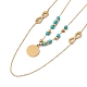 Collier double couche avec breloques en émail et perles de turquoise synthétique NJEW-P269-20B-G-3