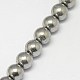 Electroplate Natural Pyrite Round Beads Strands G-L040-6mm-02-2