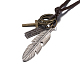 Einstellbar Retro-Zink-Legierung Anhänger und Lederband Lariat Halsketten für Männer NJEW-BB15987-B-2