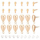 Benecreat 48 個 2 スタイルリアル 18k ゴールドメッキ真鍮スタッドティアドロップイヤリング  耳スタッドパーツとループと 80 個のプラスチックピアスキャッチ女性イヤリングジュエリー diy 作成 KK-BC0009-65-1