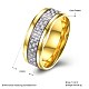 メンズチタンスチールフィンガー指輪  ワイドバンドリング  ホワイト  ゴールドカラー  usサイズ10（19.8mm） RJEW-BB27555-A-10-6