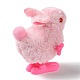 ウサギの人形を巻き上げる  ノベルティジャンプギャグおもちゃ  イースターパーティーの記念品にぴったりのひよこのぬいぐるみ  ピンク  80x53x73~78mm AJEW-K042-01A-01-2
