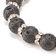 Bracelet extensible en pierre de lave naturelle avec des perles de strass en cristal BJEW-JB08191-01-4