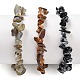 Chips naturelles labradorite et flocon de neige obsidienne et oeil de tigre ensembles de bracelets extensibles perlés BJEW-JB05332-05-3