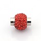 Rondelle 304 Stainless Steel Polymer Clay Rhinestone Magnetic Clasps RB-N033-02A-6mm-1