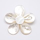 Gros pendentifs de fleur en coquillage blanc SSHEL-J032MS-01-2