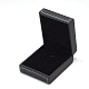 プラスチック模造革ペンダントネックレスボックス  ベルベットと  長方形  ブラック  8.5x7.1x3.7cm OBOX-Q014-27-3
