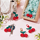 Craspire 6 piezas 3 colores cereza lana tejer decoraciones colgantes HJEW-CP0001-06-4