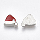 合金カボション  エナメル  クリスマスの帽子  レッド  プラチナ  8x8.5x1.5mm PALLOY-T054-149-2