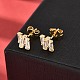 Серьги-гвоздики из латуни с микропаве из прозрачного кубического циркония EJEW-A135-16G-3