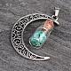 Column Glass Bottle with Synthetic Turquoise inside Pendants PALLOY-JF00170-01-1