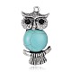 Halloween Owl Antique Silver Plated Alloy Synthetic Turquoise Big Pendants PALLOY-J327A-01AS-1