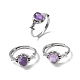 Природные палец кольца аметист RJEW-A084-03P-09-4