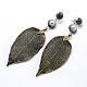 Natural Leaf Dangle Stud Earrings EJEW-F151-02-2