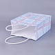 クラフト紙袋  ハンドル付き  ギフトバッグ  ショッピングバッグ  長方形  タータン模様  ライトブルー  21.3x14.75x7.8cm CARB-E003-05-2