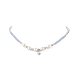 Collar con abalorio de estrella de circonita cúbica transparente con angelita natural y cadenas con cuentas de perlas de imitación para mujer NJEW-JN04148-4