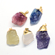 Plated  Natural Crystal Pendants with Golden Tone Brass Findings G-R275-19-1