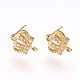 Brass Micro Pave Cubic Zirconia Stud Earring Findings KK-F753-08G-RS-1