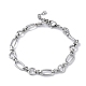 304 Stainless Steel Oval & Ring Link Chain Bracelets for Women BJEW-D028-01P-1