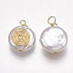 Pendentifs en plastique imitation perle ABS X-KK-T038-447G-2