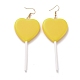 Boucles d'oreilles pendantes sucette en forme de coeur pour femme EJEW-Z015-04E-1