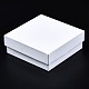 厚紙ジュエリーセットボックス  リングのために  ピアス  ネックレス  内部のスポンジ  正方形  ホワイト  8.9x8.9x3.3cm  インナーサイズ：8.3x8.3センチメートル  フタなし：8.5x8.5x3.1cm CBOX-S018-09C-9