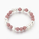 Bracelets extensibles perlés en pierre de lave naturelle galvanisés et teints BJEW-P233-H01-1