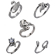 Sunnyclue 10 pièces 5 styles aile & fleur & cygne & poisson ensembles d'anneaux de manchette en alliage RJEW-SC0001-17-1