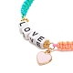 Bracelet de perles tressées word love avec breloque cœur en alliage d'émail BJEW-JB07835-5