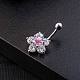 Piercing bijoux véritable laiton plaqué platine étoile fleur strass nombril anneau ventre anneaux AJEW-EE0001-21B-3