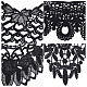 GORGECRAFT 4 Size 4PCS Neckline Applique Collar Patch Embroidered Floral Lace Fabric Trim Clothes Sewing Patch Edge Flower for Costume Sewing DIY Wedding Accessory(Black) DIY-GF0005-39A-3