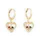 Boucles d'oreilles pendantes en forme de cœur avec oxyde de zirconium coloré EJEW-N012-90-2